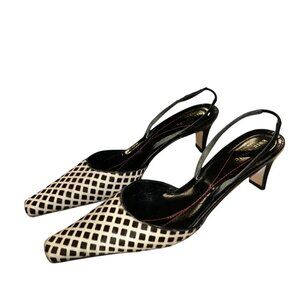 Kate Spade Vintage "Millie" Kitten Heels | Black & White Pattern | Size 9